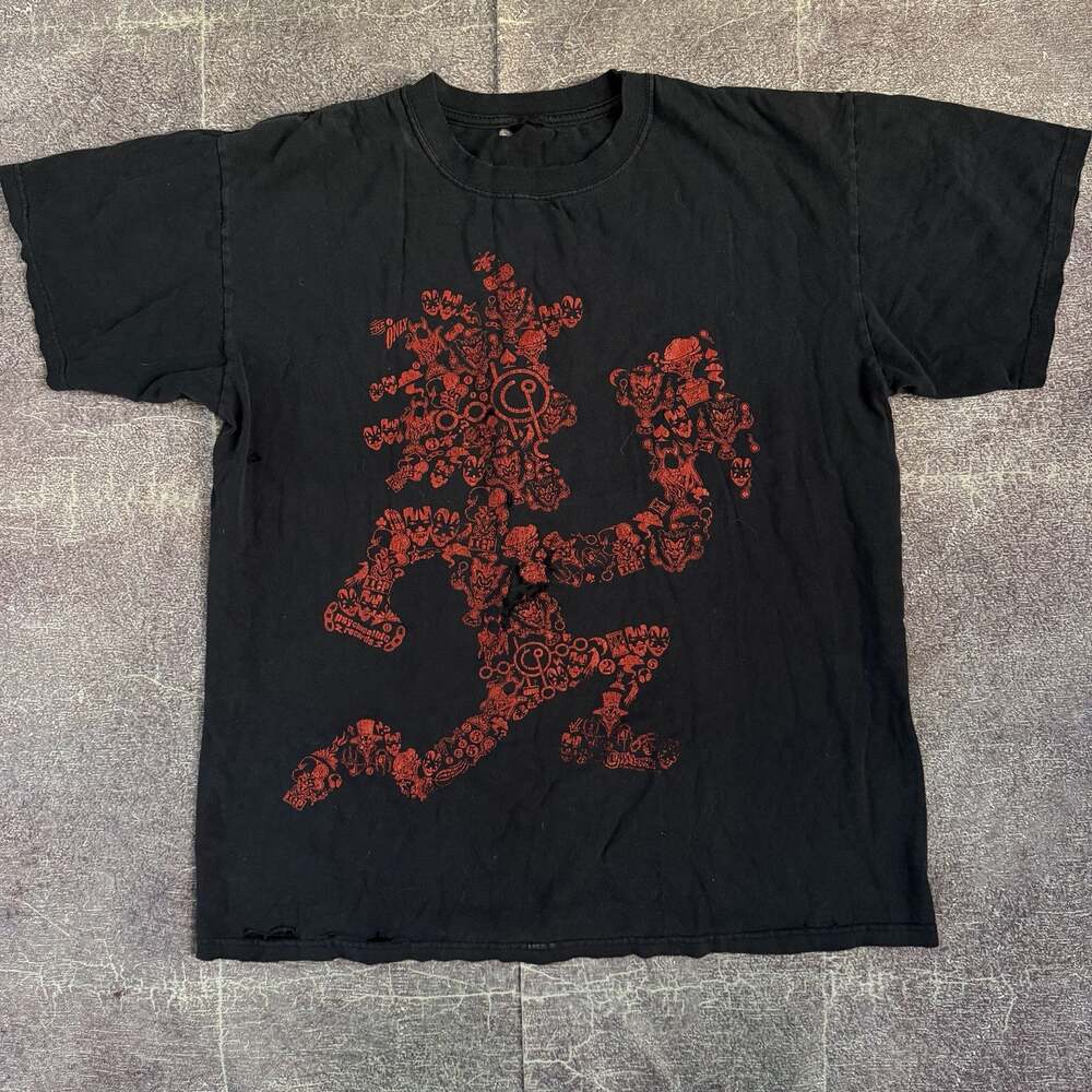 Mens Vintage Y2K Anvil Insane Clown Posse ICP Hatchetman Distressed T Shirt Sz L